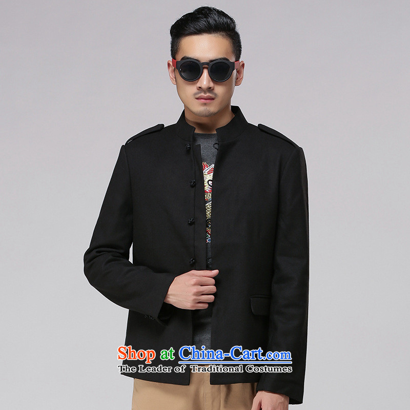 Card of the sub-2015 China wind cotton linen Tang Gown of older persons in the men's double-sided wear long-sleeved jacket Sau San disk-l chinese black 180_96_XL_