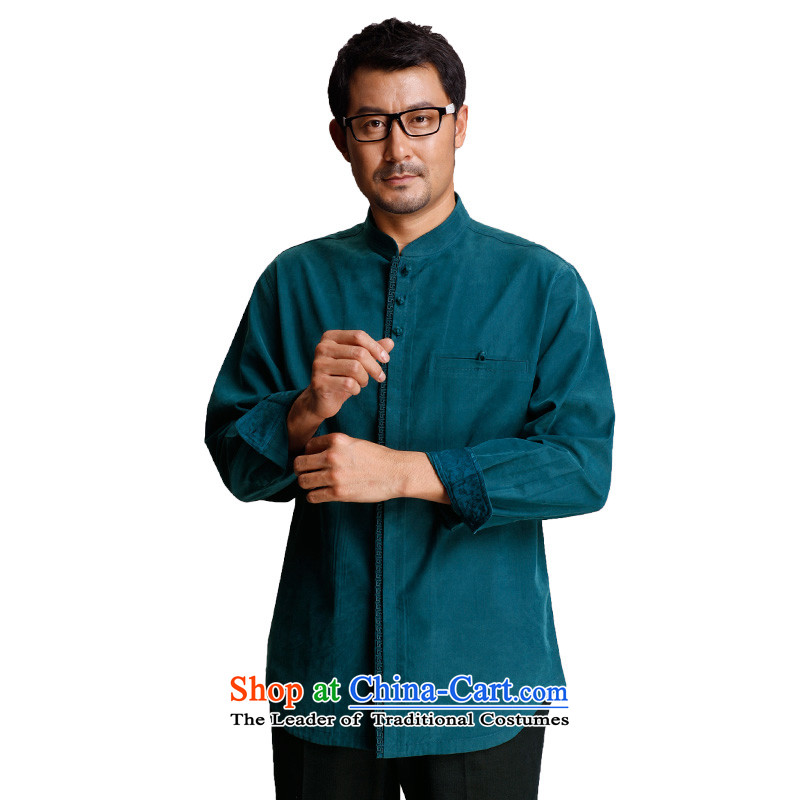 To Tang Dynasty Dragon 2015 autumn and winter New China wind men days long-sleeved shirt with silk embroidered blue 46 to 15 888 treated lung , , , shopping on the Internet