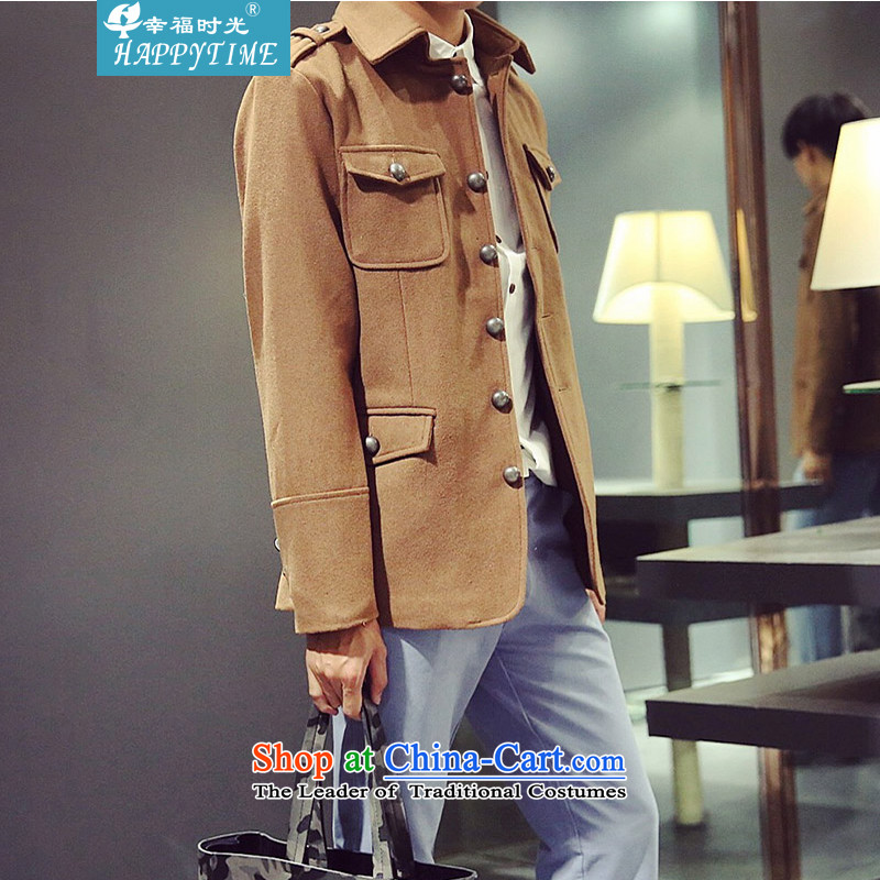 Happy Times 2015 winter men Korean short of a mock-neck jacket jacket material? windbreaker coats and dark brown hair? M happy times (happytime) , , , shopping on the Internet