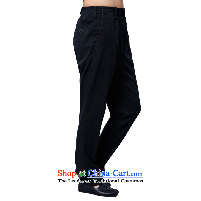To Tang Dynasty Dragon 2015 autumn and winter New China wind days silk and cotton pant 1557 dark blue black 52 to lung , , , shopping on the Internet