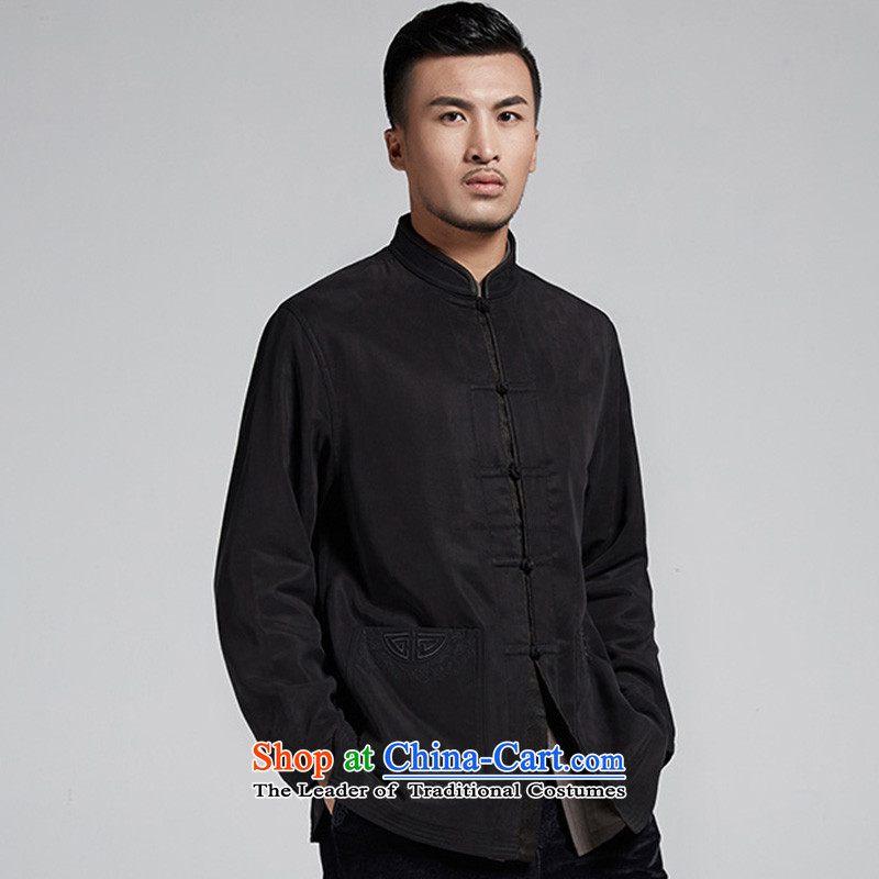 Fudo Wing Tak de traditional collar improved men long-sleeved Tang Gown robe embroidered jacket 2015 Winter Leisure China wind men Black XL, Tak Fudo shopping on the Internet has been pressed.