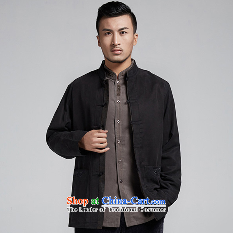 Fudo Wing Tak de traditional collar improved men long-sleeved Tang Gown robe embroidered jacket 2015 Winter Leisure China wind men Black XL, Tak Fudo shopping on the Internet has been pressed.