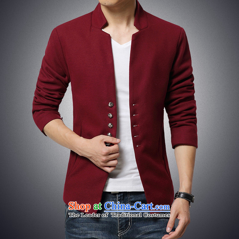 Goulley log new men about 2015 the jacket short men's jackets and Korean Chinese tunic suit collar segment wine red 2XL, goulley log (GODLIKE) , , , shopping on the Internet