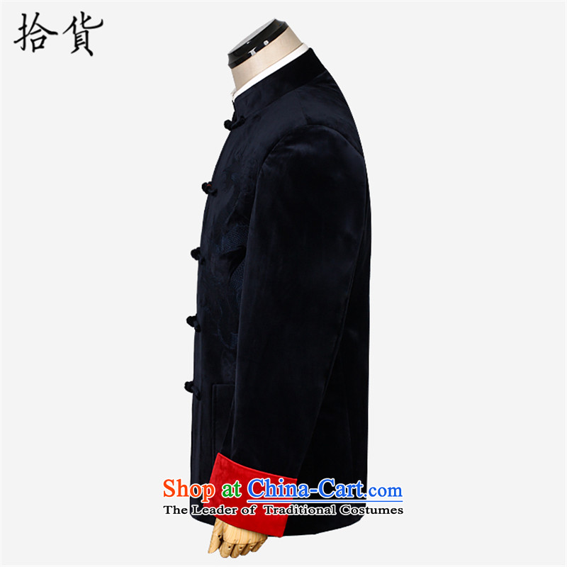 The Volume pick the new in 2015 winter older Chinese style wedding banquet men t-shirt with embroidered dragon father wedding grandpa scouring pads Tang jackets wine red 180, pickup (shihuo) , , , shopping on the Internet