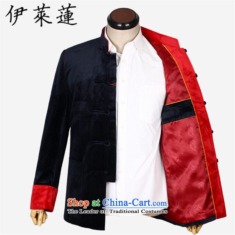 Hirlet Ephraim 2015 autumn and winter, Chinese style wedding banquet in the father of older Men's Mock-Neck Shirt Grandpa embroidered dragon wedding velvet jacket blue Tang 185, Electrolux Ephraim ILELIN () , , , shopping on the Internet