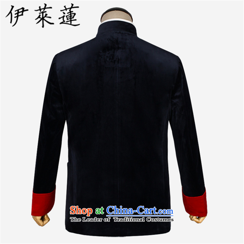 Hirlet Ephraim 2015 autumn and winter, Chinese style wedding banquet in the father of older Men's Mock-Neck Shirt Grandpa embroidered dragon wedding velvet jacket blue Tang 185, Electrolux Ephraim ILELIN () , , , shopping on the Internet