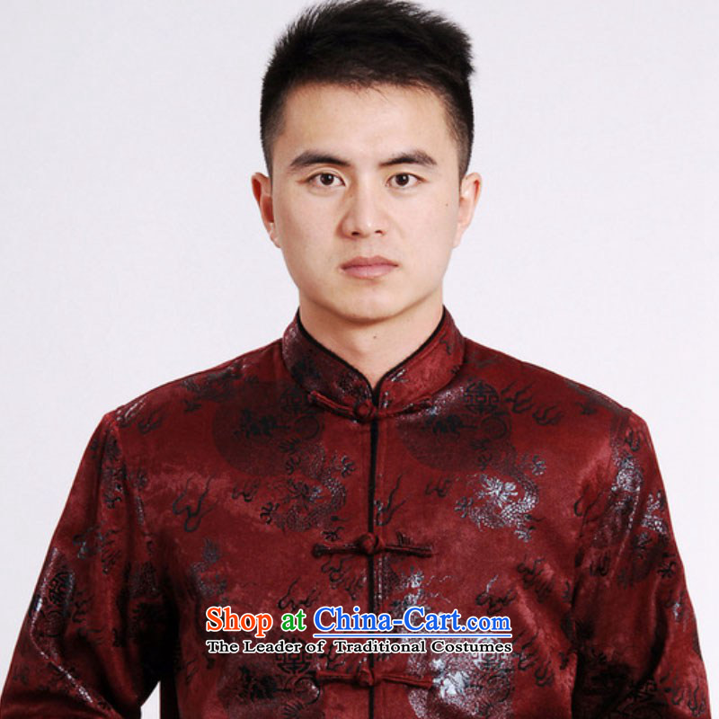In accordance with the fuser of ethnic Chinese in the improvement of elderly men's Mock-neck blouses stitching Classic tray clip loaded father Tang jacket will ancient /M0038# -B , L, in accordance with the fuser has been pressed to a blue shopping on the