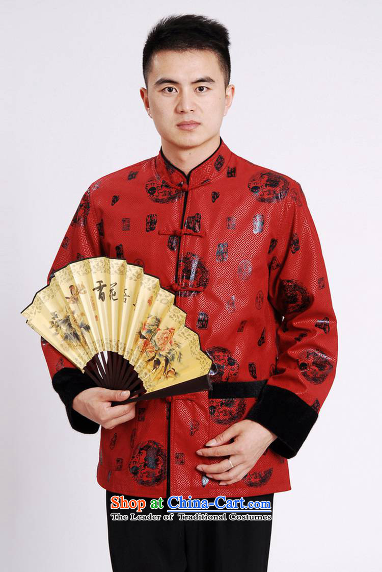 In accordance with the fuser retro Chinese elderly in the improvement of Men's Mock-Neck stitching single row detained father replacing Tang jacket over life costumes /M0039# ancient pictures, price 3XL RED, brand platters! The elections are supplied in the national character of distribution, so action, buy now enjoy more preferential! As soon as possible.