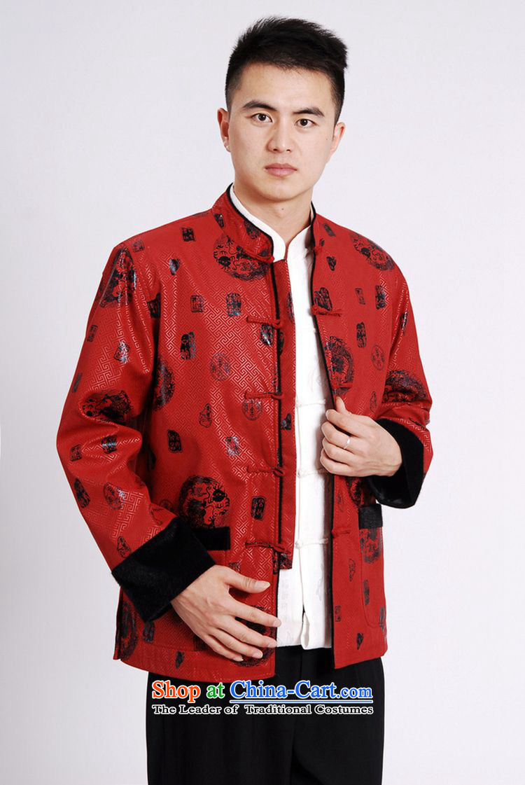 In accordance with the fuser retro Chinese elderly in the improvement of Men's Mock-Neck stitching single row detained father replacing Tang jacket over life costumes /M0039# ancient pictures, price 3XL RED, brand platters! The elections are supplied in the national character of distribution, so action, buy now enjoy more preferential! As soon as possible.