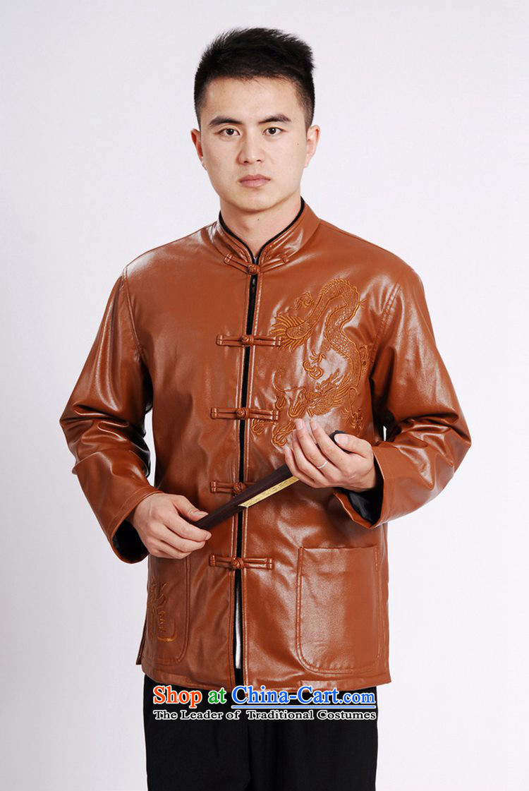 In accordance with the fuser retro Chinese elderly in the improvement of Men's Mock-Neck leather jacket embroidered dragon design load father Tang jacket over life will /M0041# ancient black 3XL -A Picture, prices, brand platters! The elections are supplied in the national character of distribution, so action, buy now enjoy more preferential! As soon as possible.