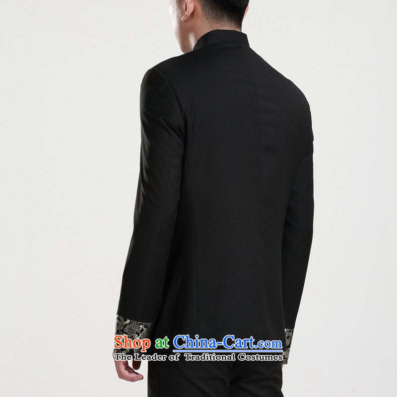 The New China wind Chinese tunic men Sau San video thin Chinese Tang dynasty collar male jacket for both business and leisure Chinese men of the bridegroom wedding dress black XXXXL/190, 9 (jiushen Clifford Chance) , , , shopping on the Internet