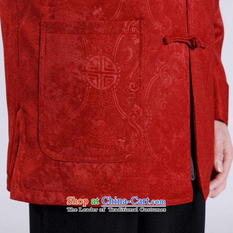 In accordance with the fuser retro ethnic Chinese men and Tang dynasty robe jacket collar suit single row detained father replacing Tang dynasty ãþòâ too old /M0046 shou will -A dark blue gel to , , , 3XL, shopping on the Internet