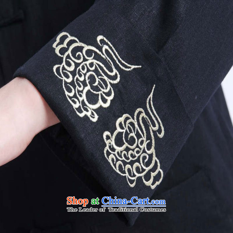 In accordance with the fuser retro Chinese improved men Tang blouses collar embroidery in older father replacing Tang jackets /M1121# ancient costumes black 2XL, gel to , , , shopping on the Internet