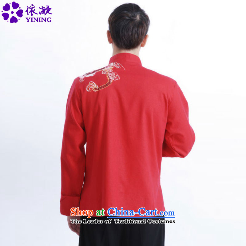 In accordance with the fuser retro ethnic Chinese men Tang blouses father replacing Tang jacket over life will ancient /M1122# 3XL, red in accordance with the fuser has been pressed shopping on the Internet