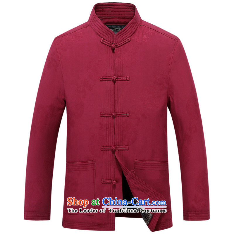 Aeroline autumn and winter new men father replacing collar business and leisure solid color cotton coat deep red 170,aeroline,,, shopping on the Internet