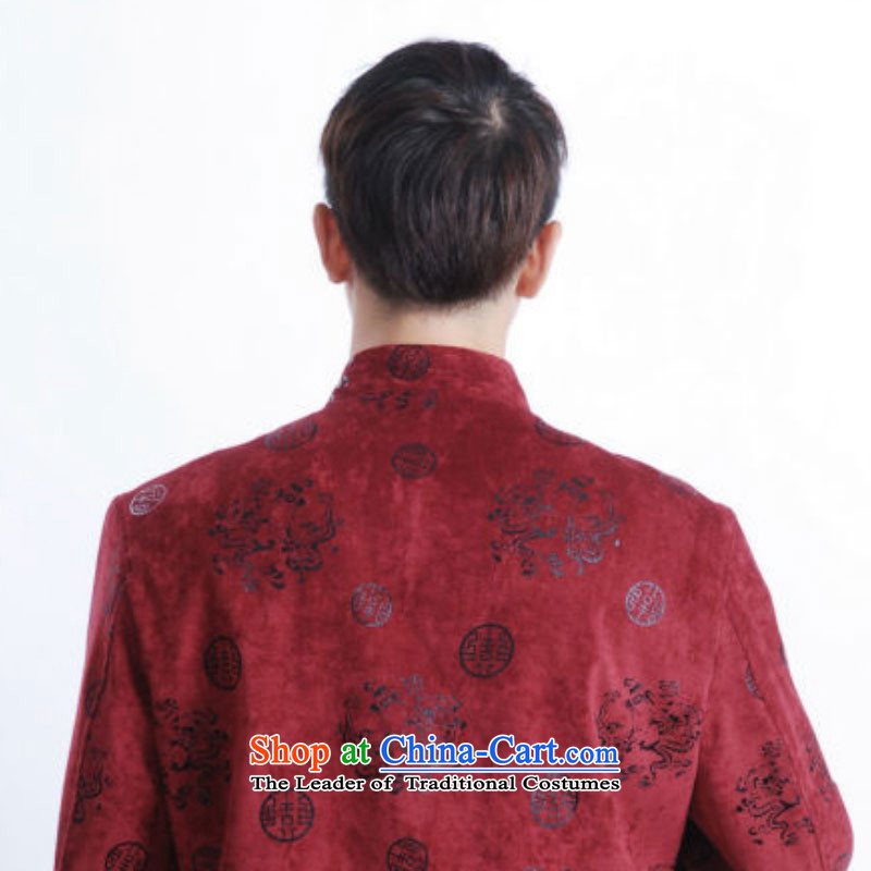 In accordance with the fuser retro Chinese men's improved long-sleeved shirt collar Classic tray clip loaded father Tang jacket over life will /M0025# ancient -C , M, in accordance with the fuser cool green shopping on the Internet has been pressed.