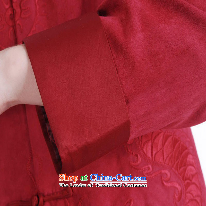 In accordance with the fuser retro ethnic Chinese Men's Mock-Neck Shirt Tang dynasty embroidered dragon design load father Tang jackets /M1147# ancient costumes, wine red , L, in accordance with the fuser has been pressed shopping on the Internet