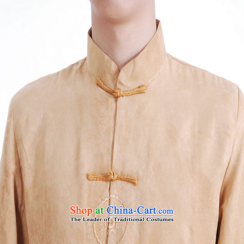 In accordance with the fuser ethnic Chinese male Tang blouses improved Mock-neck classical disc is older father replacing Tang jackets /M1148# ancient costumes Yellow M, in accordance with the fuser has been pressed shopping on the Internet