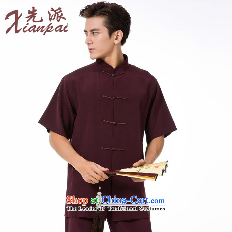 The dispatch of China wind heavyweight silk short-sleeved T-shirt Chinese summer wedding dresses high-end distinguished Tang dynasty male red t-shirt heavyweight silk short-sleeved 3XL new pre-sale of three days, to send outgoing xianpai () , , , shopping