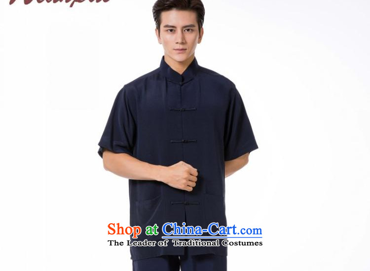 The dispatch of summer heavyweight silk Tang dynasty men's herbs extract short-sleeved T-shirt Dad China wind Chinese Dress new pre-sale blue heavyweight silk short-sleeved L   new pre-sale three days to send out a picture, prices, brand platters! The elections are supplied in the national character of distribution, so action, buy now enjoy more preferential! As soon as possible.