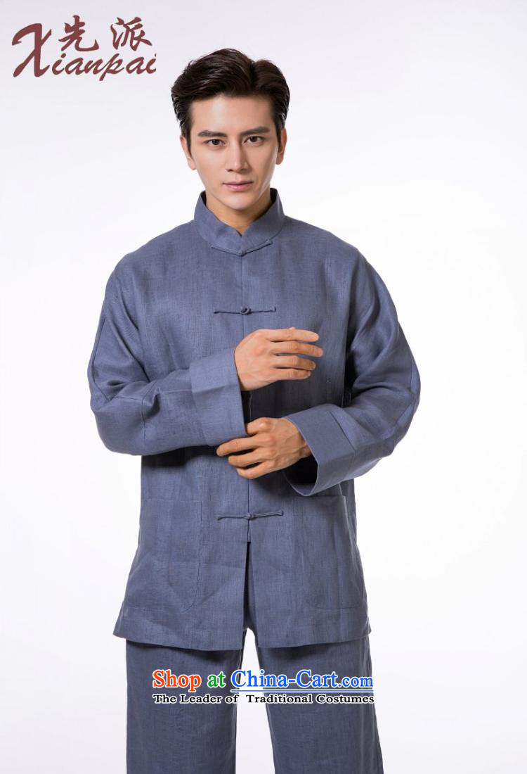 The dispatch of Tang dynasty China wind men linen clothes retro of long-sleeved single sleeveless shirt collar disc buttoned, new pre-sale possession of long-sleeved blue linen single Yi  New 2XL pre-sale three days to send out a picture, prices, brand platters! The elections are supplied in the national character of distribution, so action, buy now enjoy more preferential! As soon as possible.