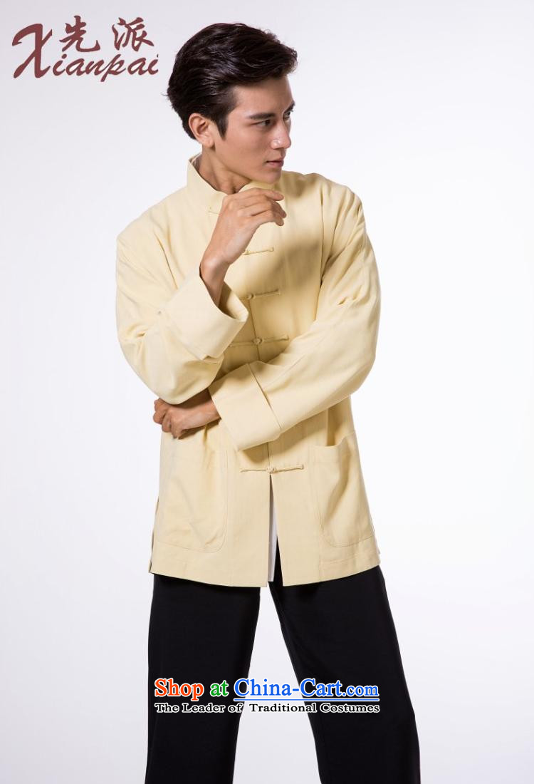 The dispatch of the fall of the Tang Dynasty Chinese silk linen long-sleeved shirt retro China wind up manually new pre-sale yellow vertical streaks Population Commission then Yi  New 3XL pre-sale three days to send out a picture, prices, brand platters! The elections are supplied in the national character of distribution, so action, buy now enjoy more preferential! As soon as possible.