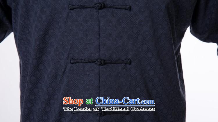 The fall of the dispatch of Tang Dynasty Chinese Male Silk linen long-sleeved shirt retro China wind even traditional cuff new pre-sale blue-gray dot style robes M   new pre-sale three days to send out a picture, prices, brand platters! The elections are supplied in the national character of distribution, so action, buy now enjoy more preferential! As soon as possible.