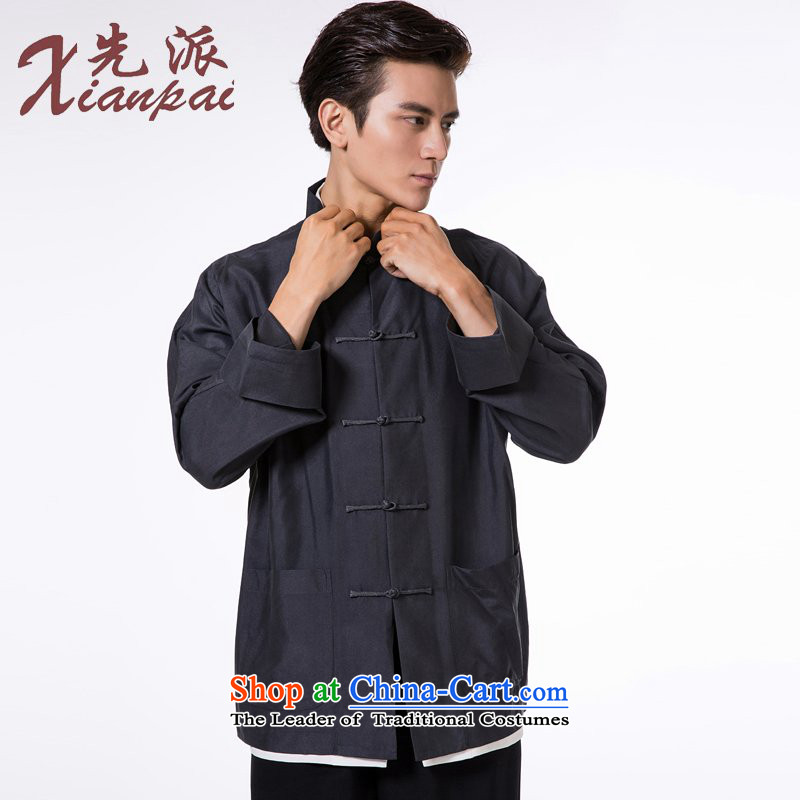 The dispatch of the Spring and Autumn Period and the Tang dynasty men's silk China wind up long-sleeved shirt clip collar retro jacket new pre-sale Gray Silk Single Yi   New XL pre-sale of three days, to send outgoing xianpai () , , , shopping on the Inte