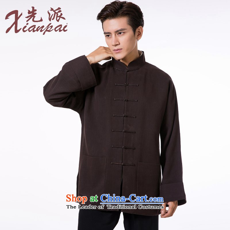 To send the new pre-sale of Tang Dynasty during the spring and autumn men long-sleeved sweater dress new Chinese Disc detained collar father jacket coffee-colored bars silk jackets 3XL   new pre-sale of three days, to send outgoing xianpai () , , , shoppi