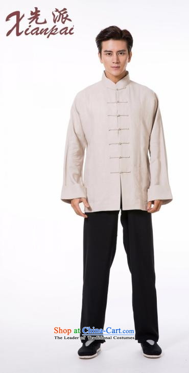 The dispatch of the dispatch of the fall of Tang Dynasty New Men long-sleeved silk linen single Yi Chinese Mock-neck shirt, beige China wind Population Commission long-sleeved clothing XL  new single pre-sale three days to send out a picture, prices, brand platters! The elections are supplied in the national character of distribution, so action, buy now enjoy more preferential! As soon as possible.