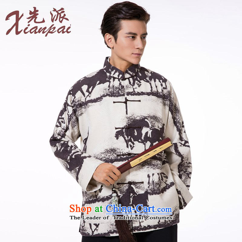 To send the new pre-sale of Tang Dynasty Men's Long-Sleeve silk linen dresses high end traditional feel China wind empties with earth wire ma garment 4XL   new pre-sale of three days, to send outgoing xianpai () , , , shopping on the Internet
