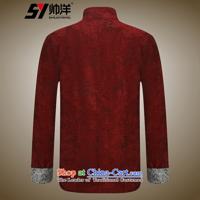 Shuai 2015 men ocean cotton jacket in Tang Dynasty older winter clothing Chinese robe manually drive Chinese Wind cotton coat wine red 180, yang (Shuai SHUAIYANG) , , , shopping on the Internet