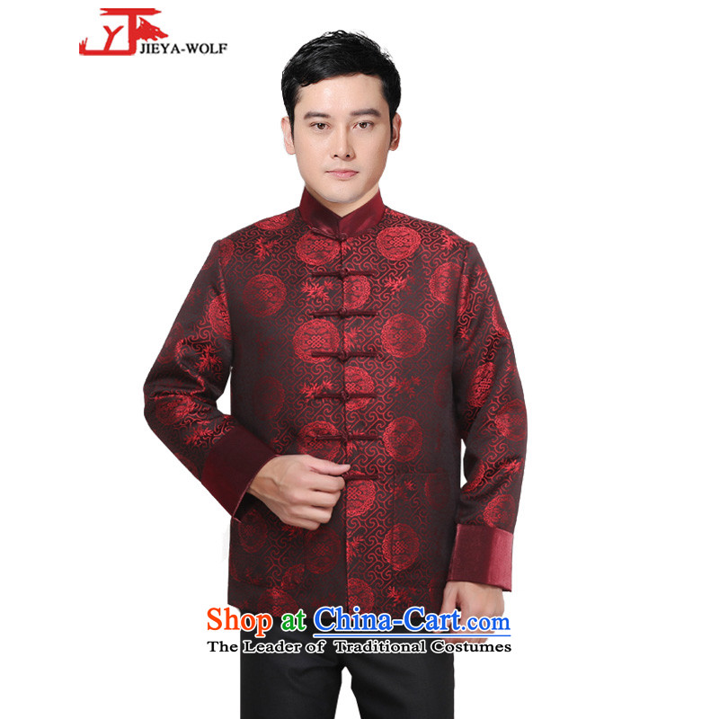- Wolf JIEYA-WOLF, New Tang Dynasty Men's Winter Spring and Autumn Chinese tunic and stylish lounge national men's clothing tai chi, deep red 190/XXXL,JIEYA-WOLF,,, shopping on the Internet