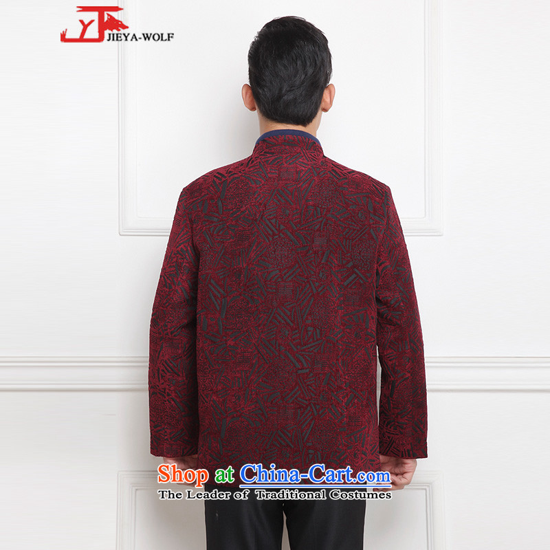 - Wolf JIEYA-WOLF, New Tang Dynasty Men's Winter Spring and Autumn Chinese tunic and stylish lounge national men's clothing tai chi, deep red 170/M,JIEYA-WOLF,,, shopping on the Internet
