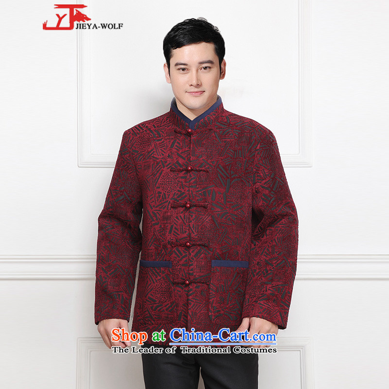 - Wolf JIEYA-WOLF, New Tang Dynasty Men's Winter Spring and Autumn Chinese tunic and stylish lounge national men's clothing tai chi, deep red 170/M,JIEYA-WOLF,,, shopping on the Internet