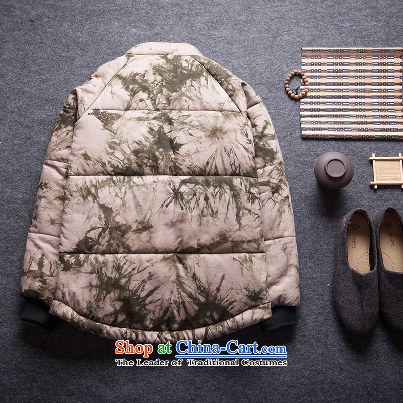 Card of the Winter 2015 sub-new men of ethnic Chinese landscape painting cotton printing and dyeing men's jackets cotton short clip, leather Han-green flower M card of the MINURSO has been pressed shopping on the Internet