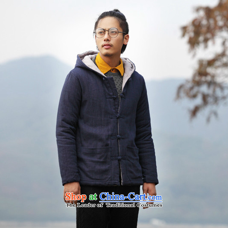 Dan Jie Shi 2015 Autumn New China wind retro long-sleeved shirt with men linen stylish Solid Color Mock-Neck Shirt cotton linen Sau San Tong replacing men  new Black XL