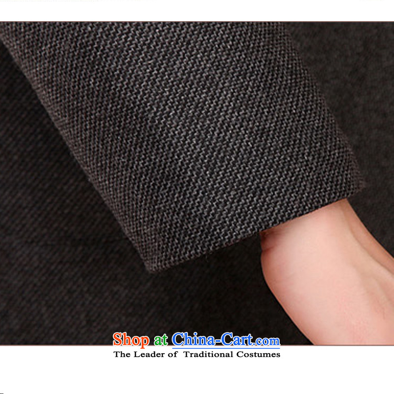 Thre line autumn and winter and genuine men l leisure ãþòâ Chinese collar manually disc clip cotton linen in Tang Dynasty older solid color collar robe F2046 L/175, light gray and line (gesaxing thre) , , , shopping on the Internet