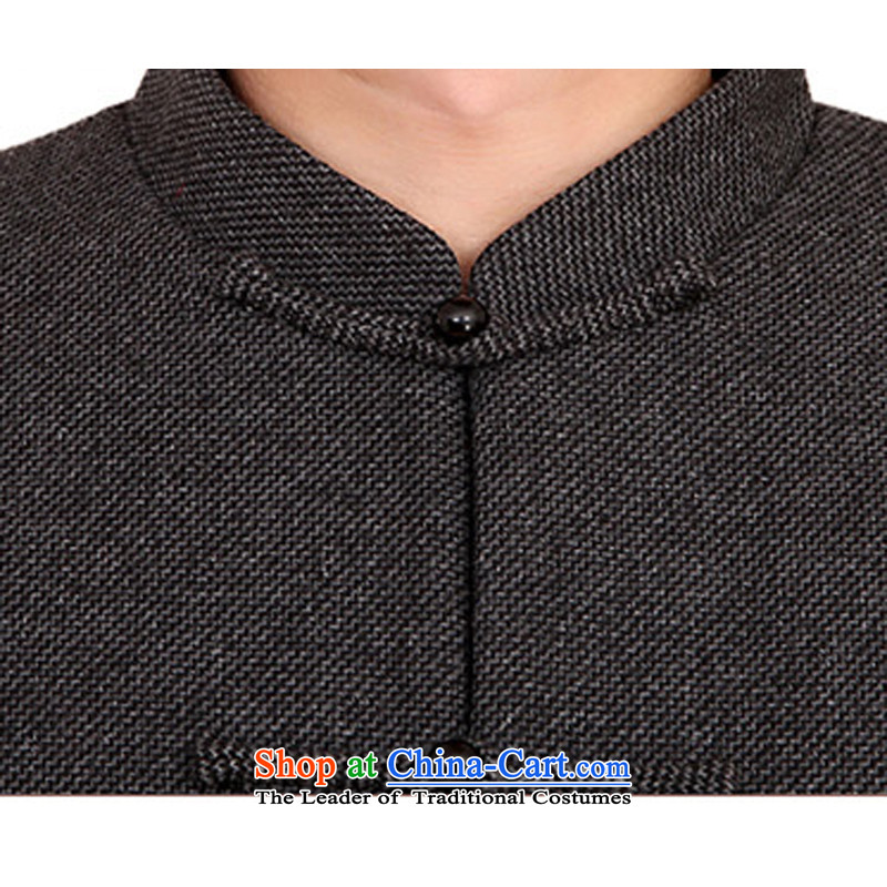 Thre line autumn and winter and genuine men l leisure ãþòâ Chinese collar manually disc clip cotton linen in Tang Dynasty older solid color collar robe F2046 L/175, light gray and line (gesaxing thre) , , , shopping on the Internet