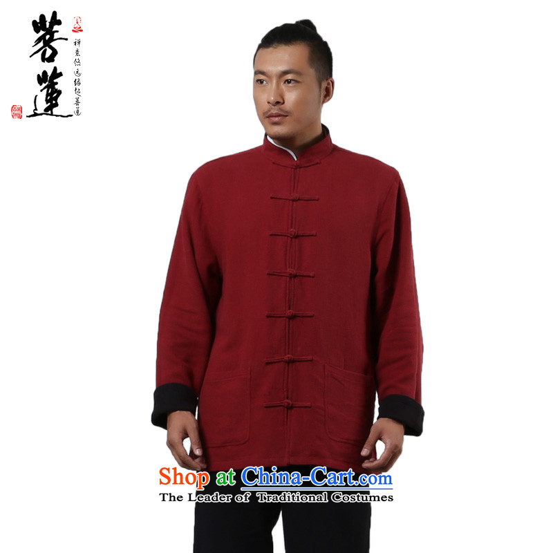 The winter of long-sleeved cotton linen flax zen retro Tang China wind jacket, both positive and negative, Wearing Tang jacket and black and red double-sided XXL, winter of Lin , , , shopping on the Internet