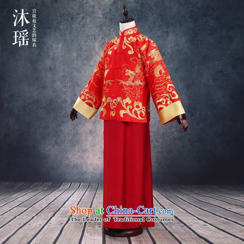 Huang Xiao Ming baby, marriage Soo-wo service Tang Dynasty Chinese ancient ceremonial dress Tang red men large 2 piece robe dark red S-chest 114 mu-yiu shopping on the Internet has been pressed.
