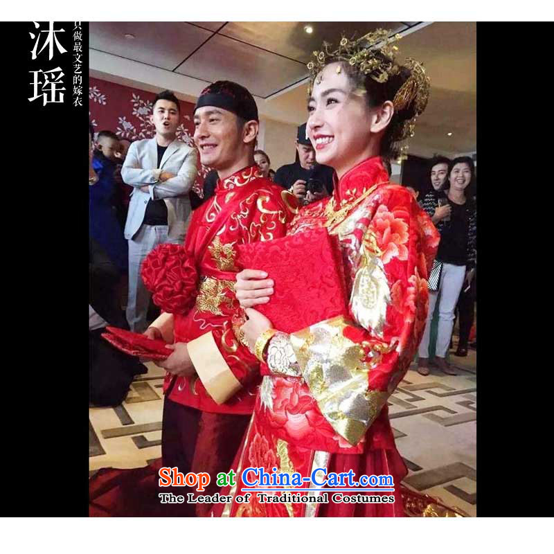 Mr Wong Hiu-ming of the same marriage-soo baby wo service Tang Dynasty Chinese ancient ceremonial dress Tang red men deep red Xs, foot massage Yiu Shopping on the Internet has been pressed.