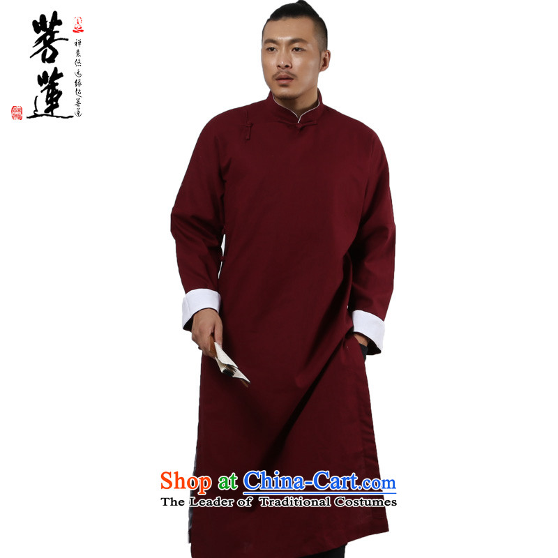 On Lin cotton linen flax zen retro Tang dynasty scholar, the China wind traditional comic dialogs of the Republic of Korea, Mr. long gown use Tibetan Red XXL, pursue Wu , , , shopping on the Internet