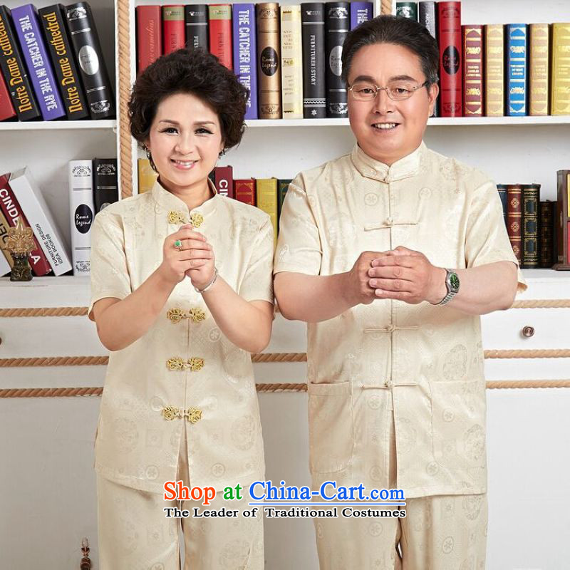 158 Jing in Tang Dynasty older men and women's couples the spring and fall with short-sleeved shirt damask kit kung fu tai chi service men XXL, 158 jing shopping on the Internet has been pressed.