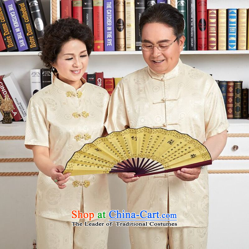 158 Jing in Tang Dynasty older men and women's couples the spring and fall with short-sleeved shirt damask kit kung fu tai chi service men XXL, 158 jing shopping on the Internet has been pressed.