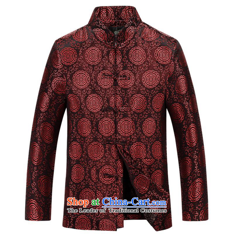 Aeroline autumn and winter new men father replacing collar business and leisure suit cotton coat deep red180