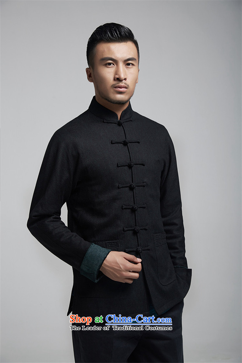 Phaedo grid style FZOG/ Sau San Solid Color wild China wind men comfortable warm minimalist Tang blouses black L picture, prices, brand platters! The elections are supplied in the national character of distribution, so action, buy now enjoy more preferential! As soon as possible.