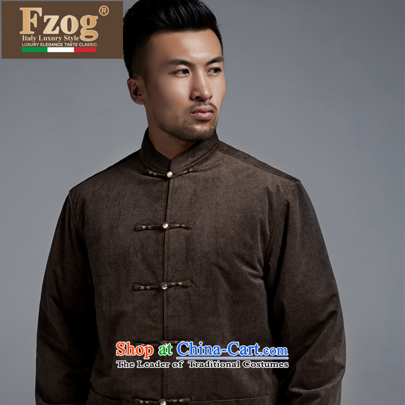 Phaedo Grid Name FZOG/ ethnic costumes China wind men's jackets autumn and winter in warm and comfortable old age long-sleeved brown XL,FZOG,,, Tang dynasty shopping on the Internet
