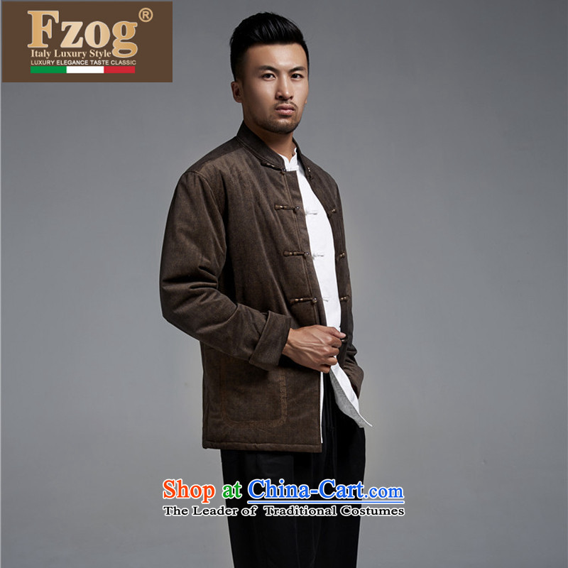 Phaedo Grid Name FZOG/ ethnic costumes China wind men's jackets autumn and winter in warm and comfortable old age long-sleeved brown XL,FZOG,,, Tang dynasty shopping on the Internet