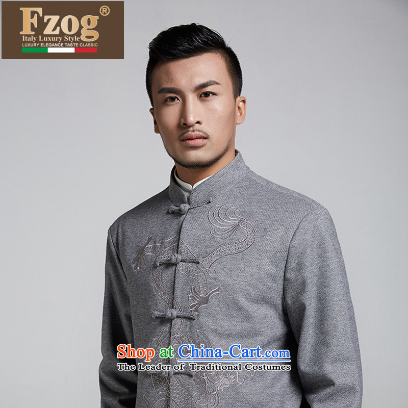 Phaedo of FZOG/ minimalist leisure embroidery China wind men's jackets stereo tray clip pure color Sau San Tong replacing gray XXXXL,FZOG,,, shopping on the Internet